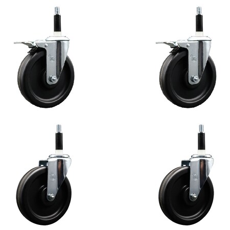 Service Caster 6'' Phenolic Swivel 7/8'' Expand Stem Caster Set 2 Total Lock Brakes, 4PK SCC-EXTTL20S615-PHS-2-S-2-78